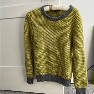 Gray and Yellow Women's Crew Neck Sweater